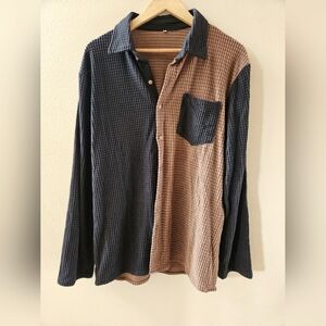 SHEIN large brown and black long sleeve button up
